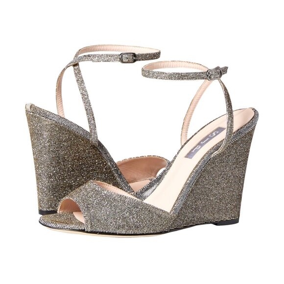 SJP by Sarah Jessica Parker Shoes - SJP bronze glitter Boca wedges, size 8.5, NEW IN BOX!